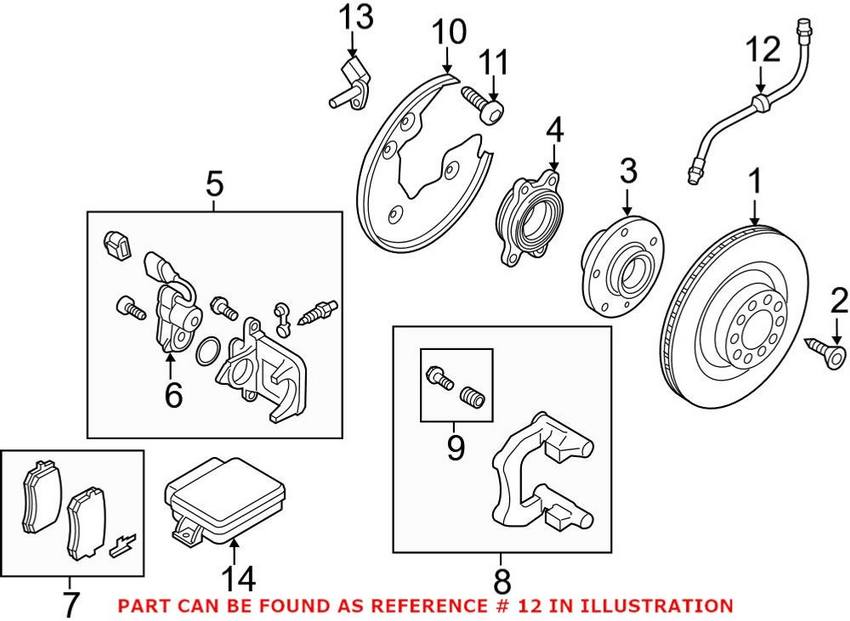 Audi Brake Hose - Rear 8K0611775J